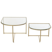 Bijzettafel Goud Glas 62x76 cm-Bijzettafels-J-Line