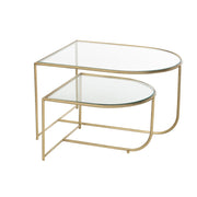 Bijzettafel Goud Glas 62x76 cm-Bijzettafels-J-Line