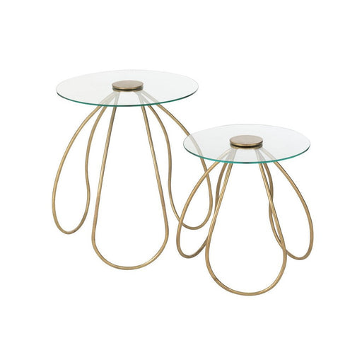 Bijzettafel Goud Glas Rond 45 cm 45x45x53 cm-Bijzettafels-J-Line