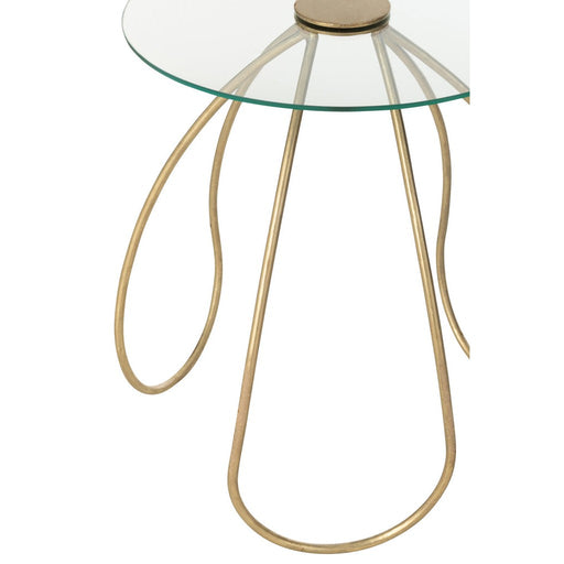 Bijzettafel Goud Glas Rond 45 cm-Bijzettafels-J-Line