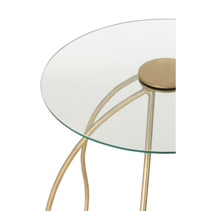 Bijzettafel Goud Glas Rond 45 cm-Bijzettafels-J-Line