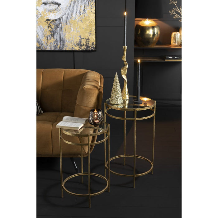 Bijzettafel Goud ijzer 43 cm 43x43x66 cm-Spiegels-J-Line
