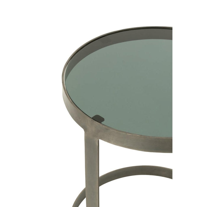 Bijzettafel Grijs Glas Rond 45 cm-Bijzettafels-J-Line