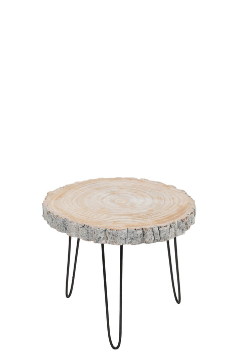Bijzettafel Grijs Paulownia hout S 42 cm 42x47x40 cm-Bijzettafels-J-Line