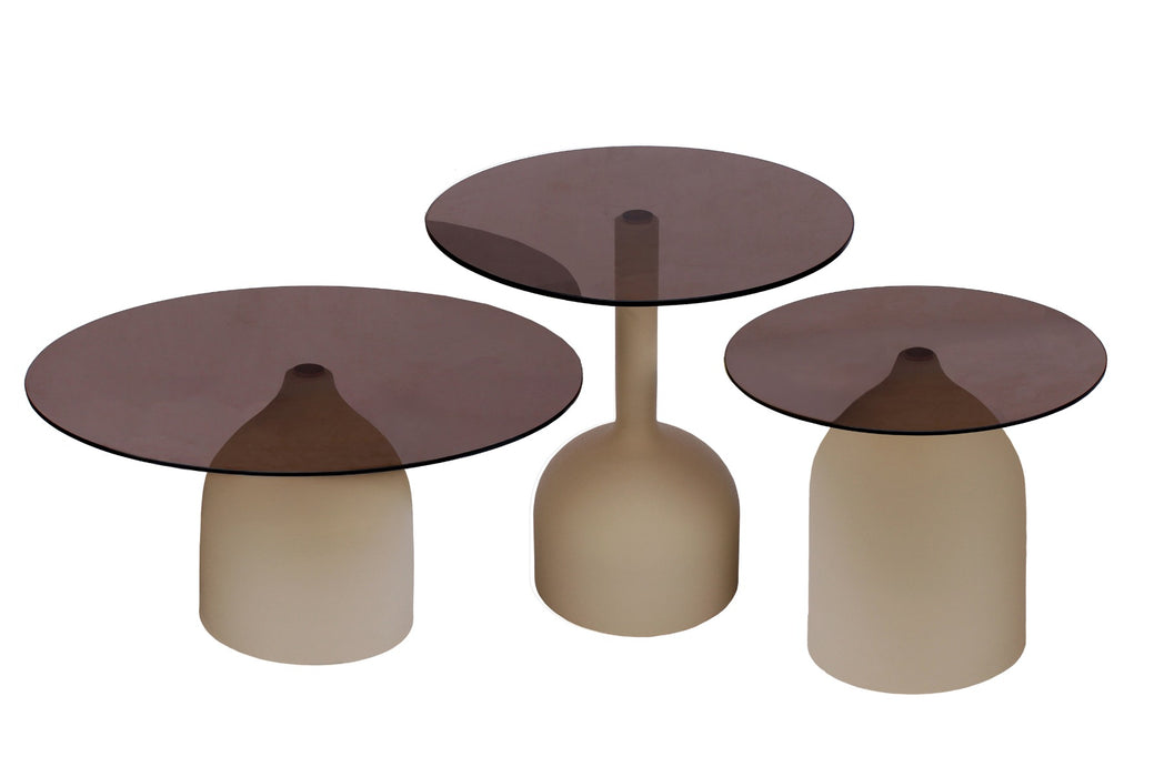 Bijzettafel Isa Glas Beige 50cm