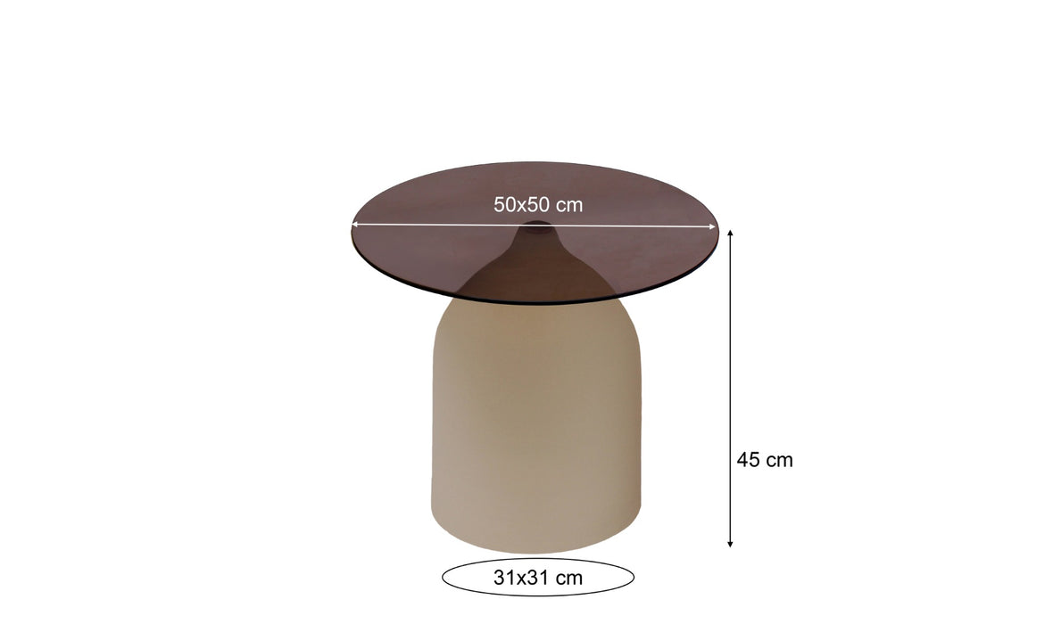 Bijzettafel Isa Glas Beige 50cm