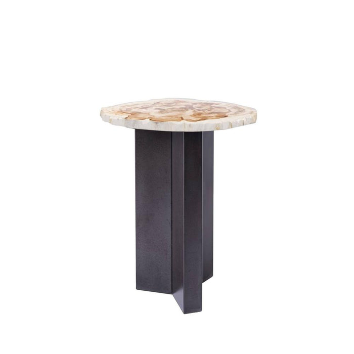 Bijzettafel Jisse Naturel Petrified Hout Sidetable Twist-Bijzettafels-PTMD