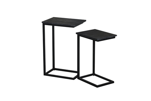 Bijzettafel Jordy Norris Mangohout Zwart 27x40 cm-Bijzettafels-Livingfurn