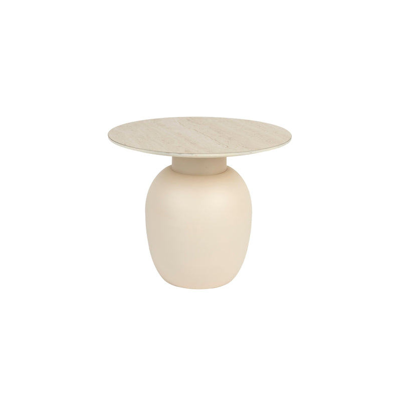 Bijzettafel Karula Low Ceramics Beige Ø50x42 cm-Bijzettafels-Creating Home