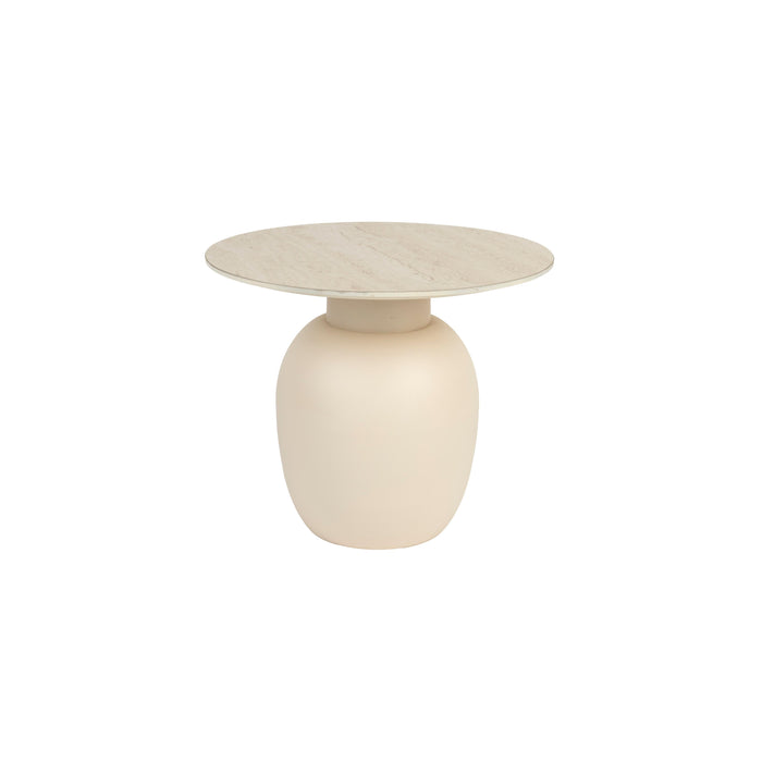 Bijzettafel Karula Low Ceramics Beige Ø50x42 cm-Bijzettafels-Creating Home