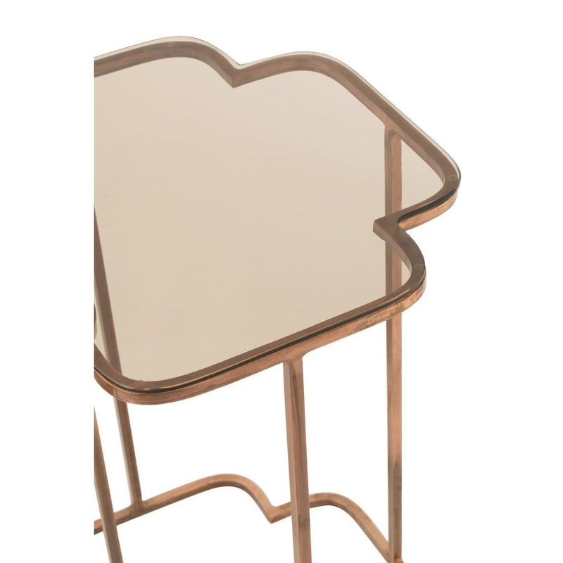 Bijzettafel Koper Glas 46 cm 46x46x61 cm-Bijzettafels-J-Line