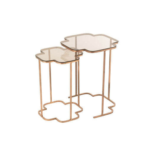 Bijzettafel Koper Glas 46 cm 46x46x61 cm-Bijzettafels-J-Line