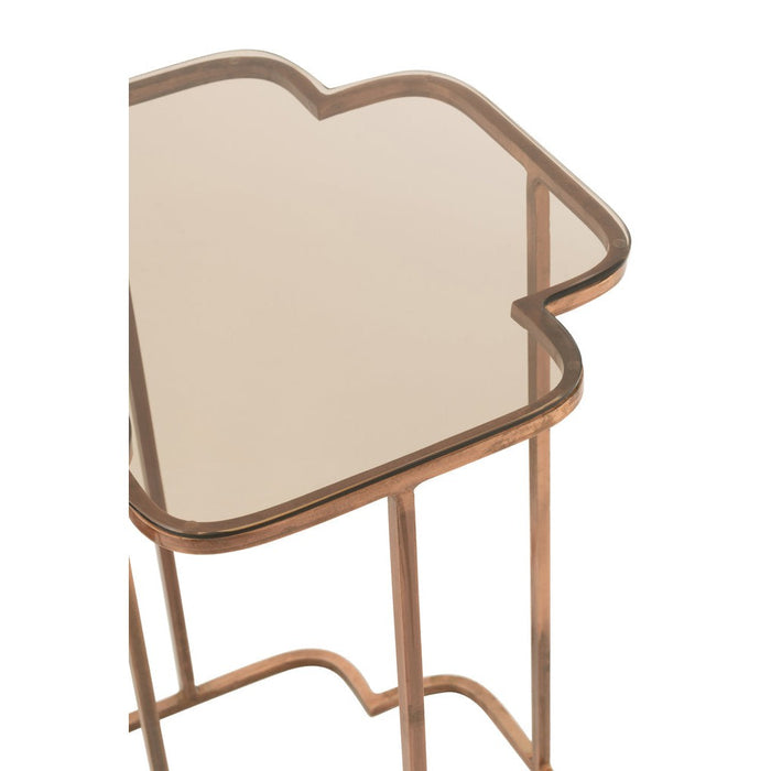 Bijzettafel Koper Glas 46 cm-Bijzettafels-J-Line