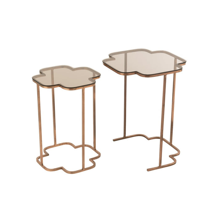 Bijzettafel Koper Glas 46 cm-Bijzettafels-J-Line
