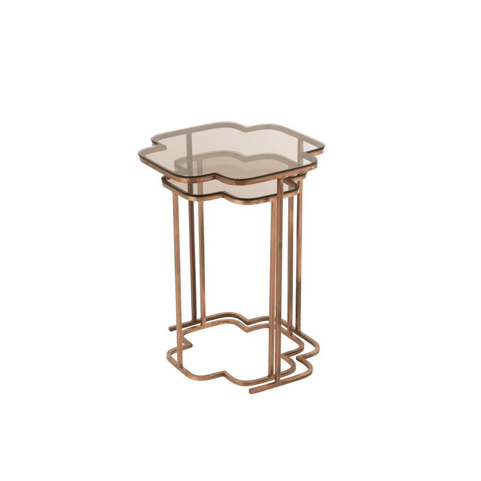 Bijzettafel Koper Glas 46 cm-Bijzettafels-J-Line