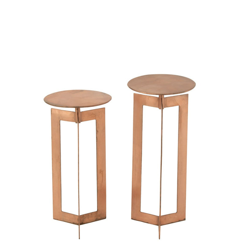 Bijzettafel Koper Ijzer 30 cm 30x30x71 cm-Bijzettafels-J-Line