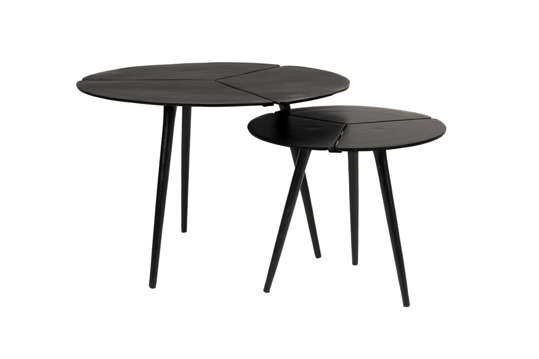 Bijzettafel Kourdebour (set Of 2) Aluminum Zwart Ø60x41 cm-Bijzettafels-Creating Home