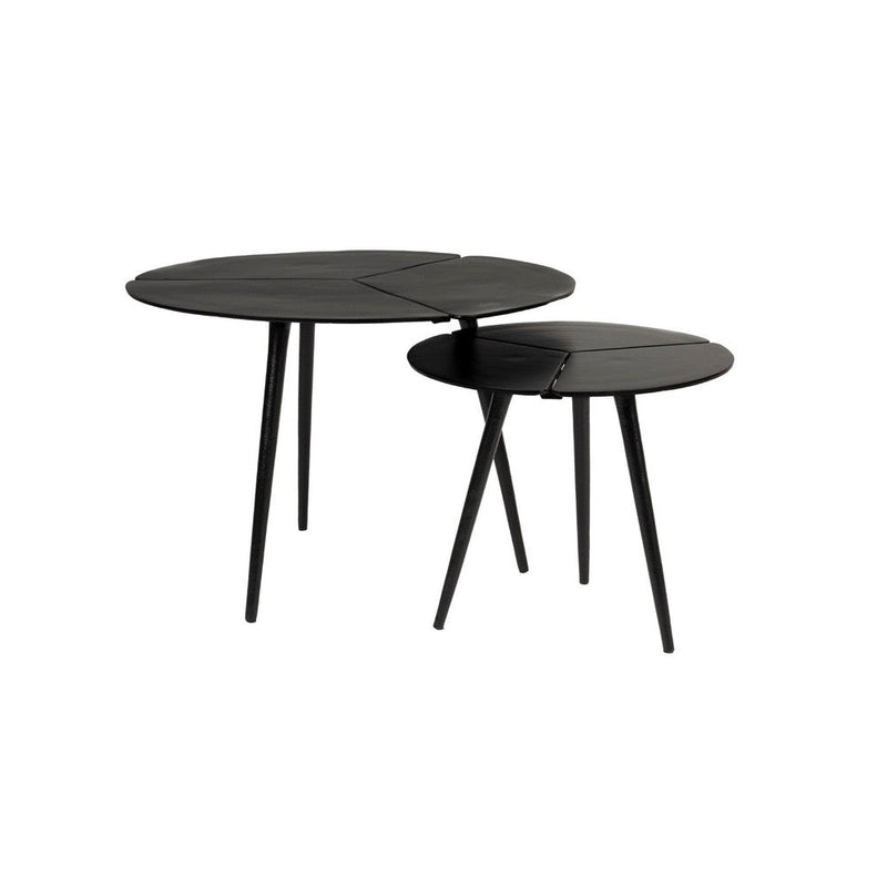 Bijzettafel Kourdebour (set Of 2) Aluminum Zwart Ø60x41 cm-Bijzettafels-Creating Home