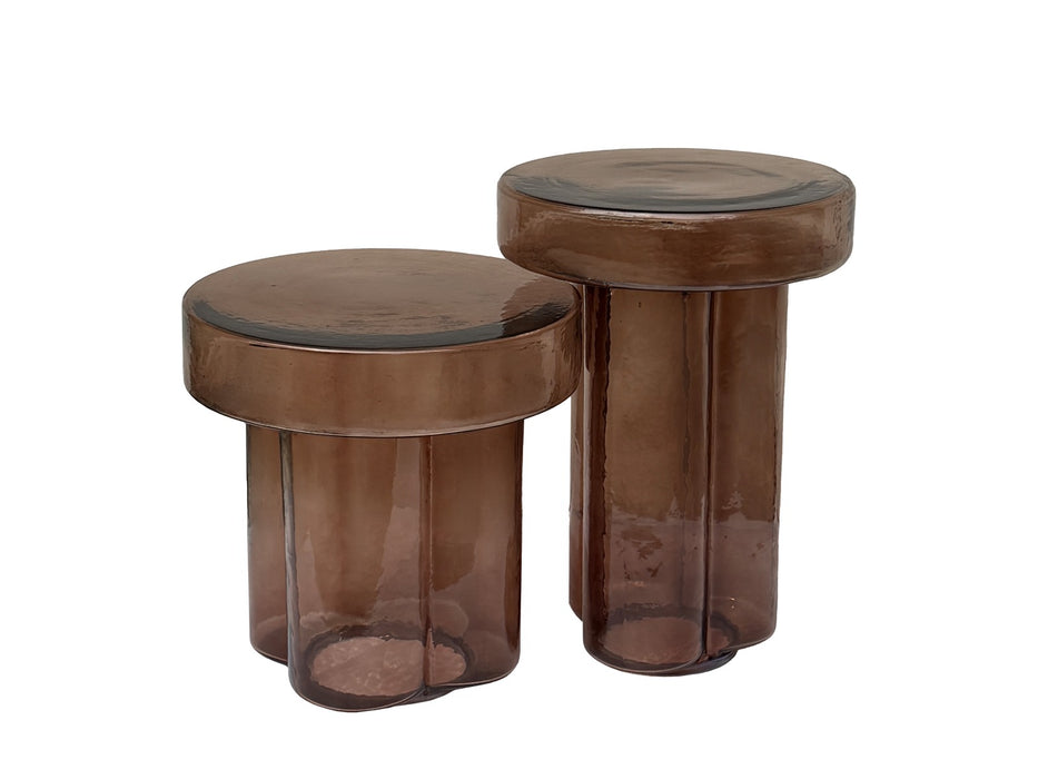 Bijzettafel Lio Glas Bruin 40cm