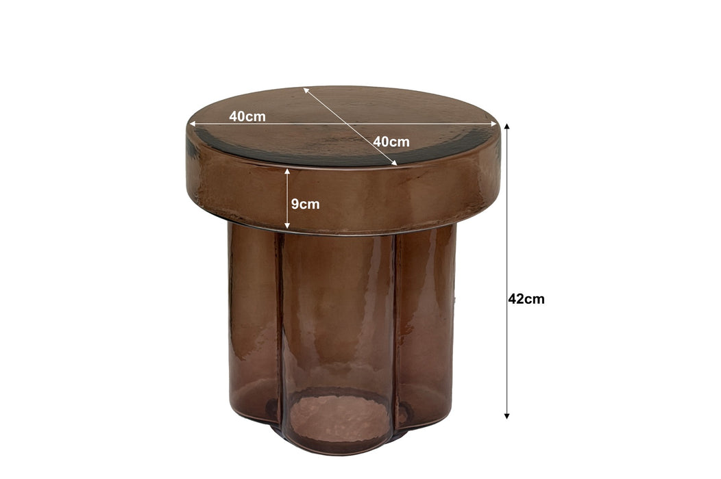 Bijzettafel Lio Glas Bruin 40cm