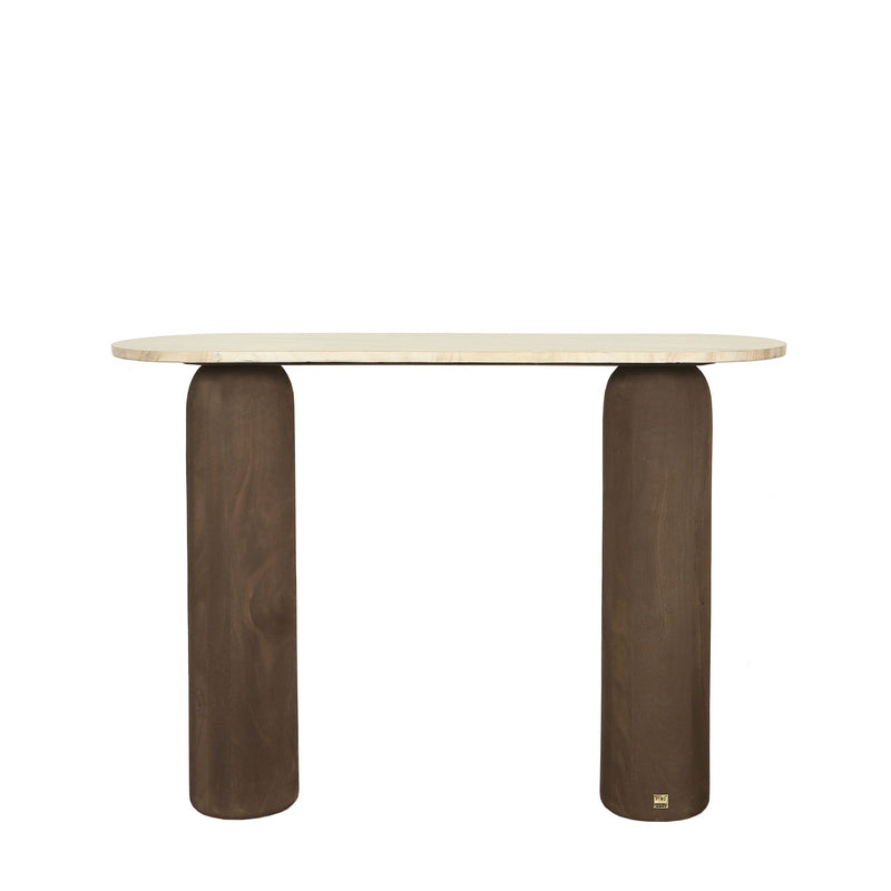 Bijzettafel Liora Mangohout Bruin 33x106 cm-Bijzettafels-PTMD