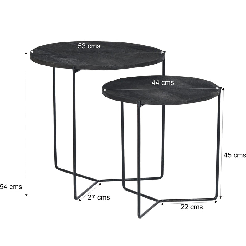 Bijzettafel Mason Mangohout Zwart 52 cm 52x52x53 cm-Bijzettafels-Livingfurn