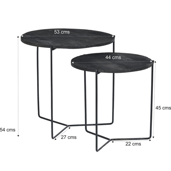 Bijzettafel Mason Mangohout Zwart 52 cm-Bijzettafels-Livingfurn