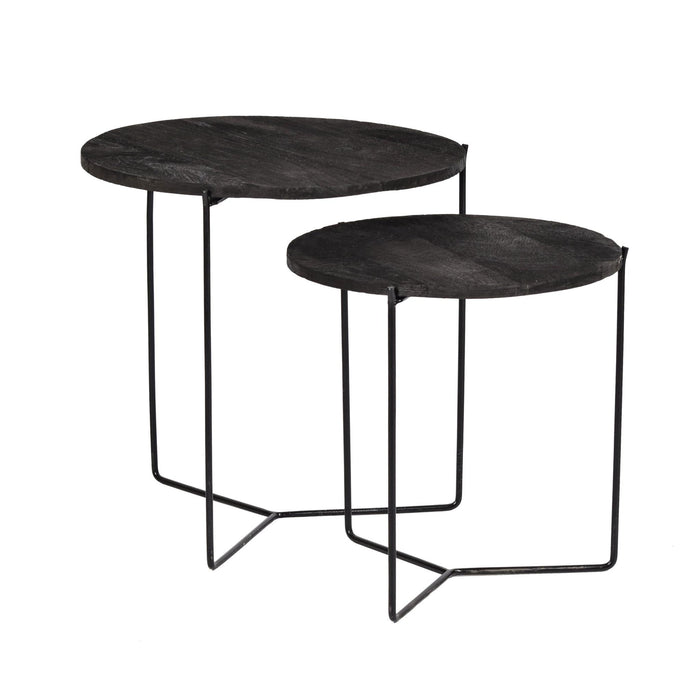 Bijzettafel Mason Mangohout Zwart 52 cm-Bijzettafels-Livingfurn