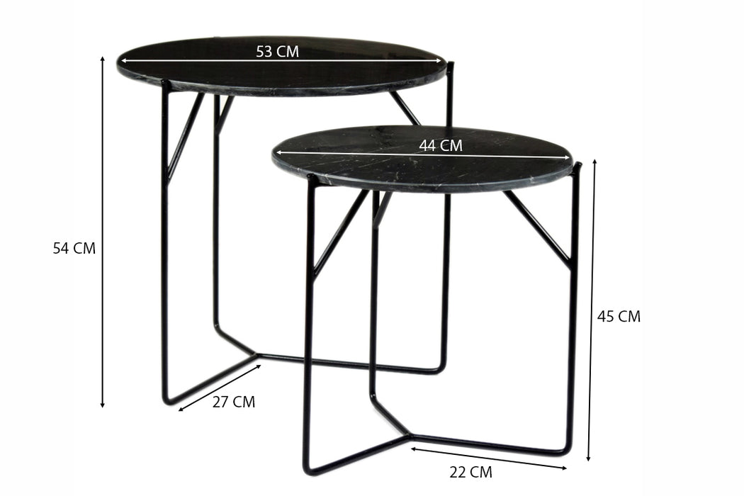 Bijzettafel Mason Marble Marmer Zwart 53 cm-Bijzettafels-Livingfurn