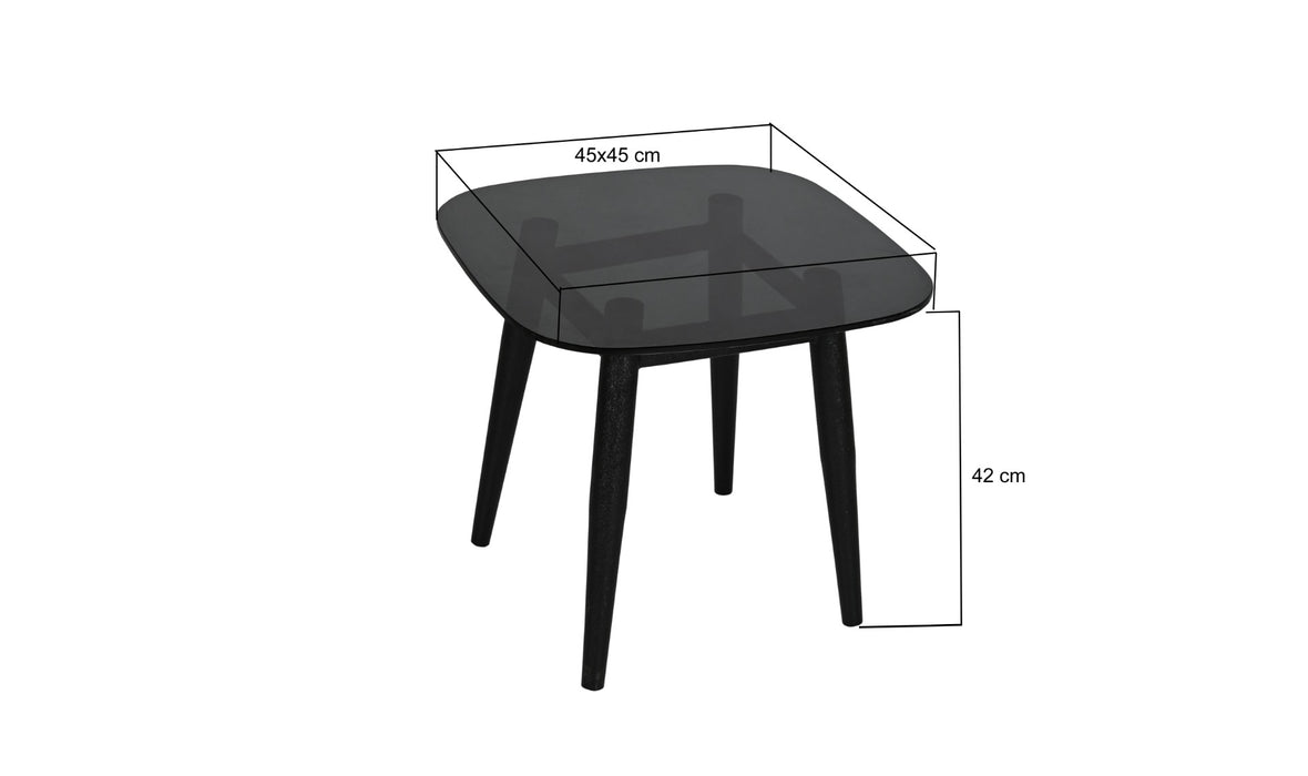 Bijzettafel Merle Rookglas Zwart 45cm