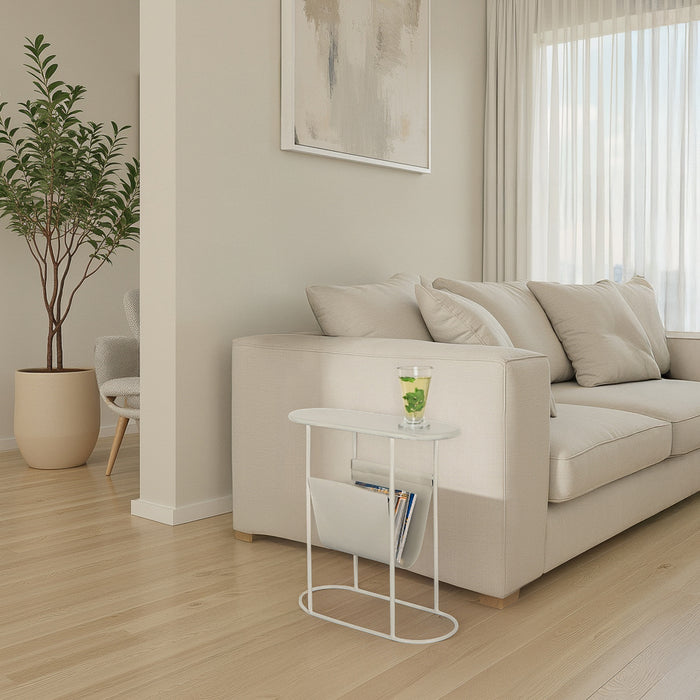 Bijzettafel Metaal Wit 53x24 cm-Bijzettafels-Brix