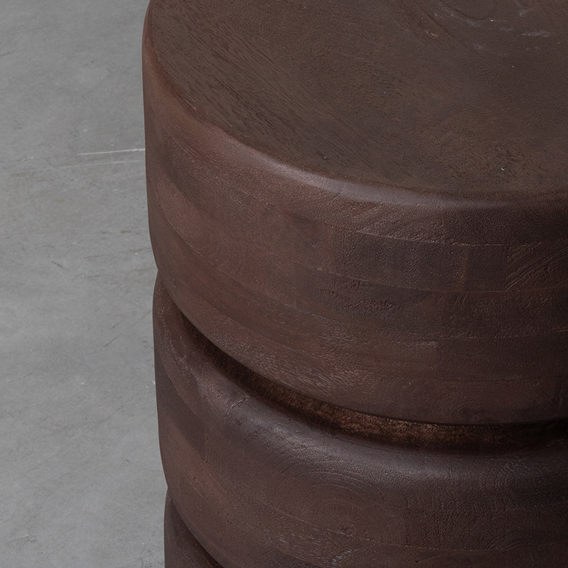 Bijzettafel Milly Espresso Mangohout 35 cm Rond 35x35x47 cm-Bijzettafels-LABEL51