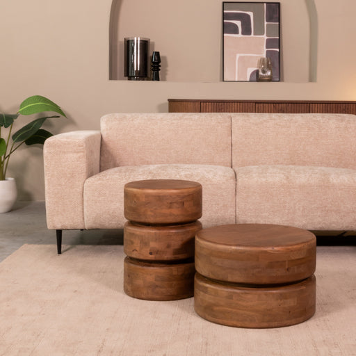 Bijzettafel Milly - Nature Smooth - Mangohout - 35 cm - Rond-Bijzettafels-LABEL51