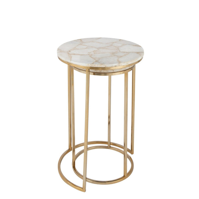 Bijzettafel Mix Staal 36 cm - Staal(30%),stone(70%) - 35983-Bijzettafels-J-Line