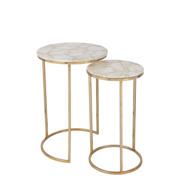 Bijzettafel Mix Staal 36 cm - Staal(30%),stone(70%) - 35983-Bijzettafels-J-Line