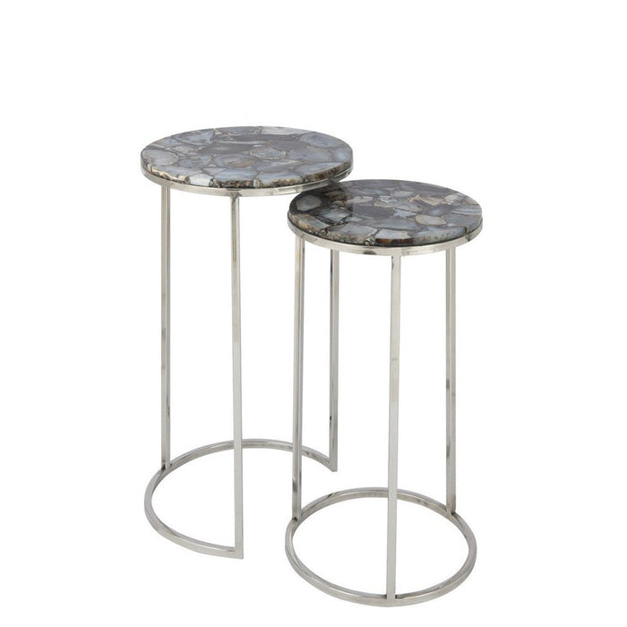 Bijzettafel Mix Staal 36 cm - Staal(30%),stone(70%) - 35984-Bijzettafels-J-Line