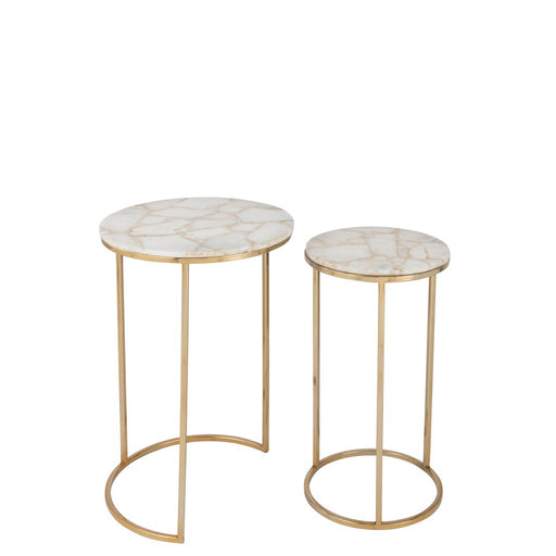 Bijzettafel Mix Staal 36 cm Staal,stone 35.5x35.5x61 cm 35983-Bijzettafels-J-Line