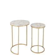 Bijzettafel Mix Staal 36 cm Staal,stone 35.5x35.5x61 cm 35983-Bijzettafels-J-Line