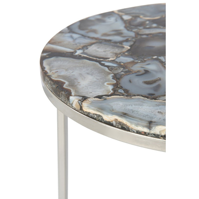 Bijzettafel Mix Staal 36 cm Staal,stone 35.5x35.5x61 cm 35984-Bijzettafels-J-Line