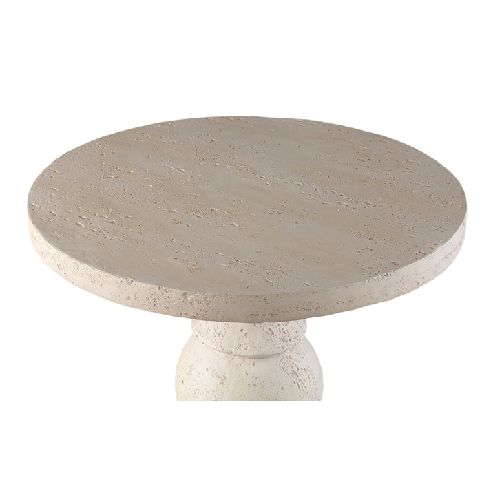 Ronde crème bijzettafel Muza van PTMD, gemaakt van robuust beton met een diameter van 56 cm.