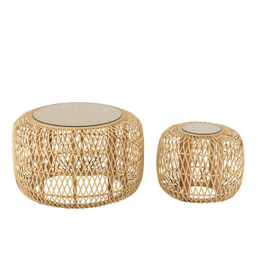 Bijzettafel Naturel Bamboe 80 cm-Bijzettafels-J-Line