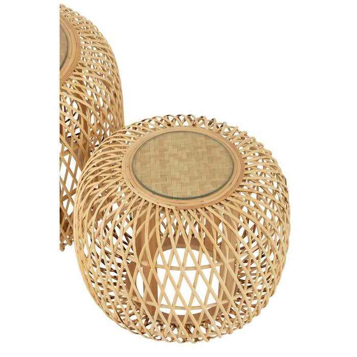 Bijzettafel Naturel Bamboe 80 cm-Bijzettafels-J-Line