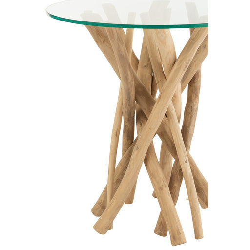 Bijzettafel Naturel Glas 50 cm 50x50x53 cm-Bijzettafels-J-Line