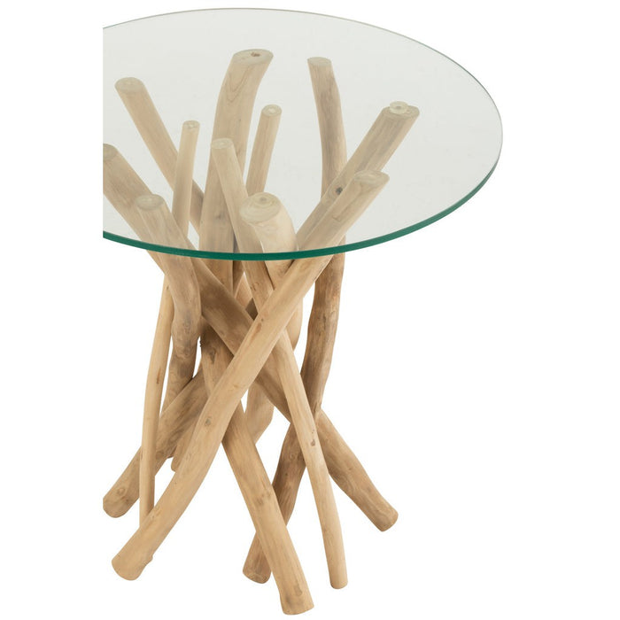 Bijzettafel Naturel Glas 50 cm 50x50x53 cm-Bijzettafels-J-Line