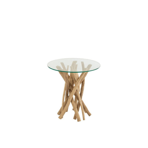 Bijzettafel Naturel Glas 50 cm 50x50x53 cm-Bijzettafels-J-Line