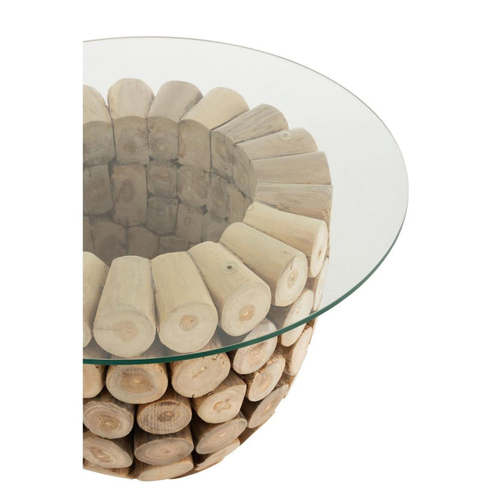 Bijzettafel Naturel Glas 70 cm 70x70x45 cm-Bijzettafels-J-Line