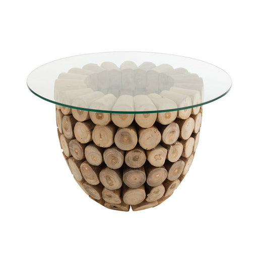 Bijzettafel Naturel Glas 70 cm 70x70x45 cm-Bijzettafels-J-Line