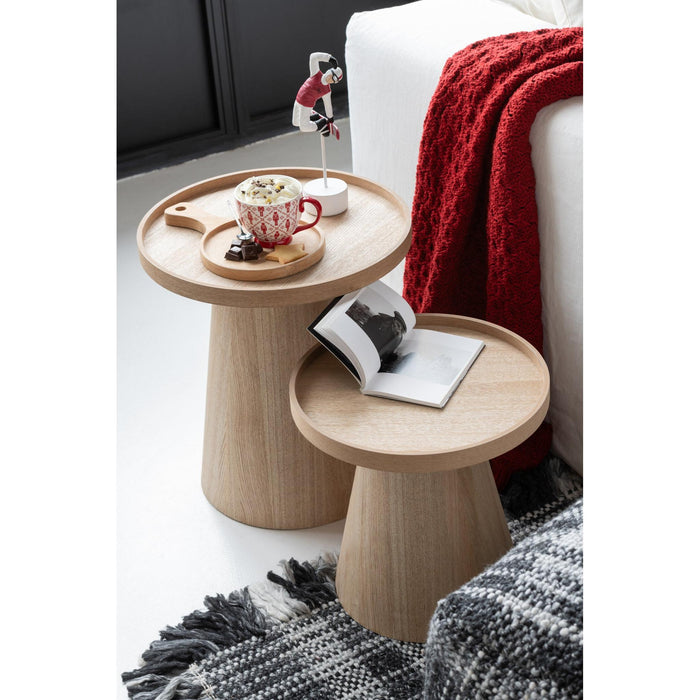Bijzettafel Naturel Mdf Rond 45 cm 45x45x50 cm-Bijzettafels-J-Line