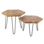 Bijzettafel Naturel Metaal 60 cm 60x60x60 cm-Bijzettafels-J-Line