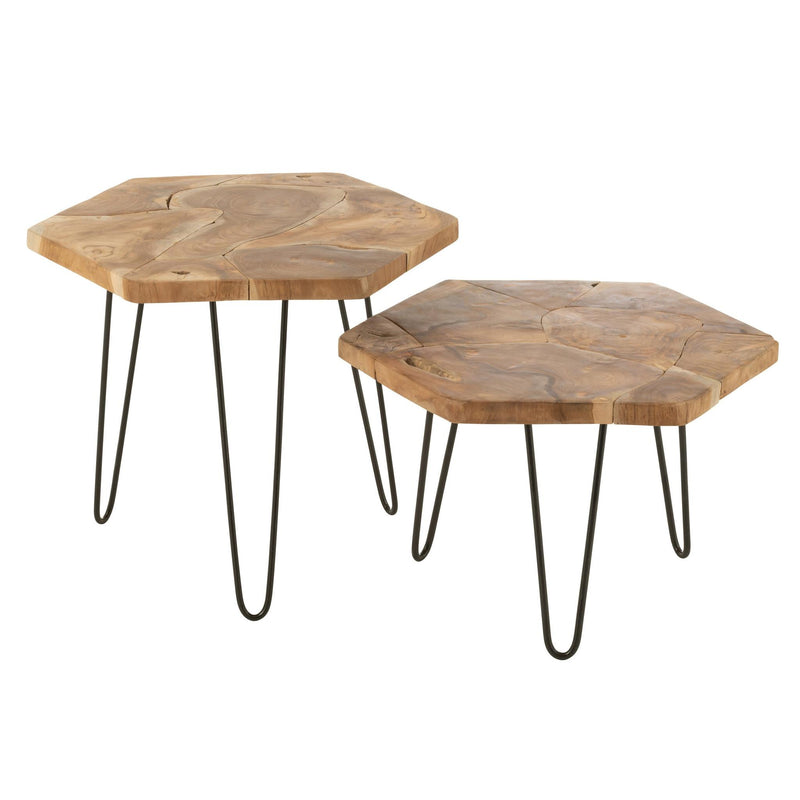 Bijzettafel Naturel Metaal 60 cm 60x60x60 cm-Bijzettafels-J-Line